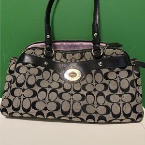 Coach Black and Cream Signature Satchel